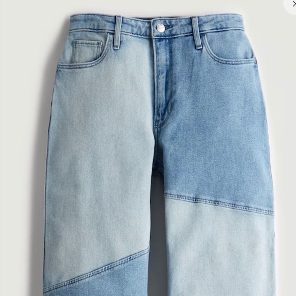 High rise patch jeans